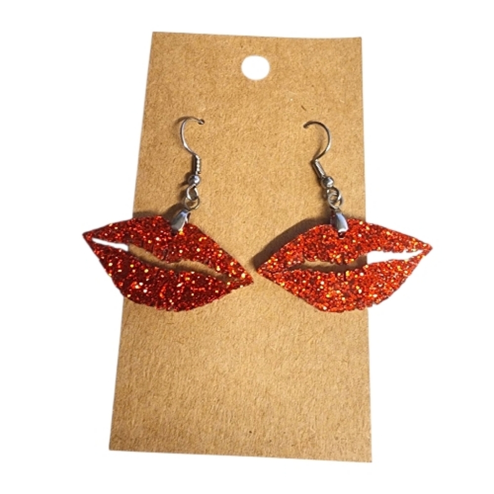 Ruby Pout Acrylic Drop Earrings